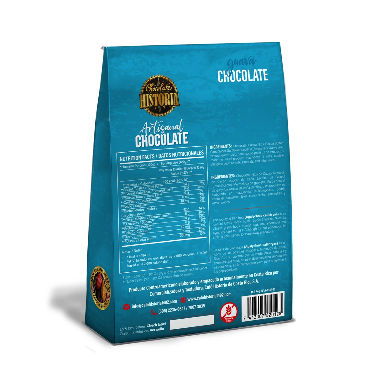 Jalea de Guayaba Recubierta de Chocolate Oscuro 70% - dorso