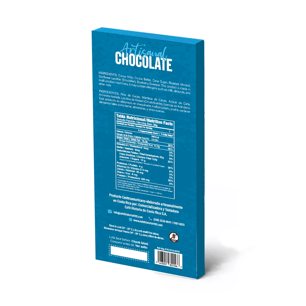 Dark Chocolate 70% - Blueberry & Almonds - dorso
