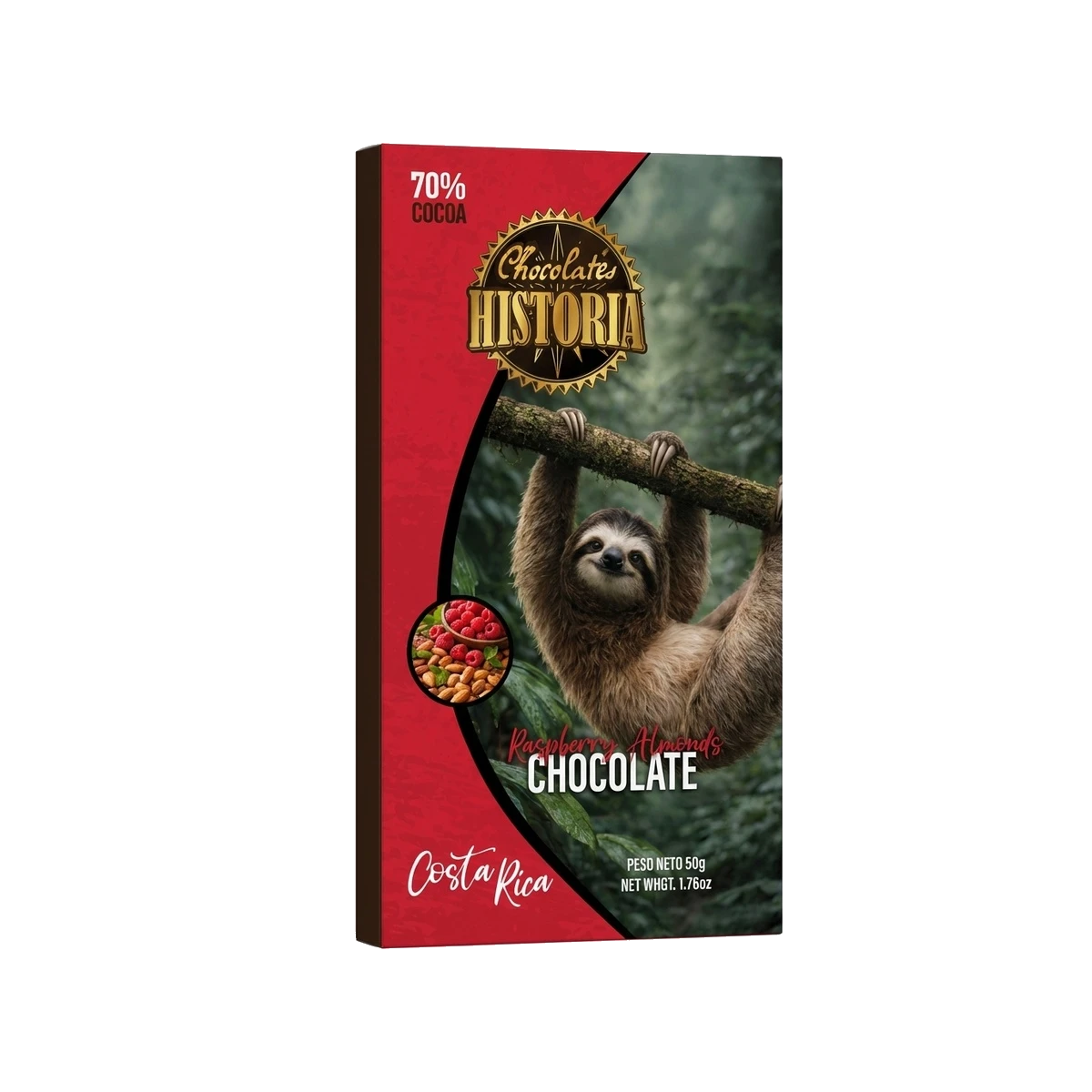 Chocolate Oscuro 70% - Frambuesa y Almendras