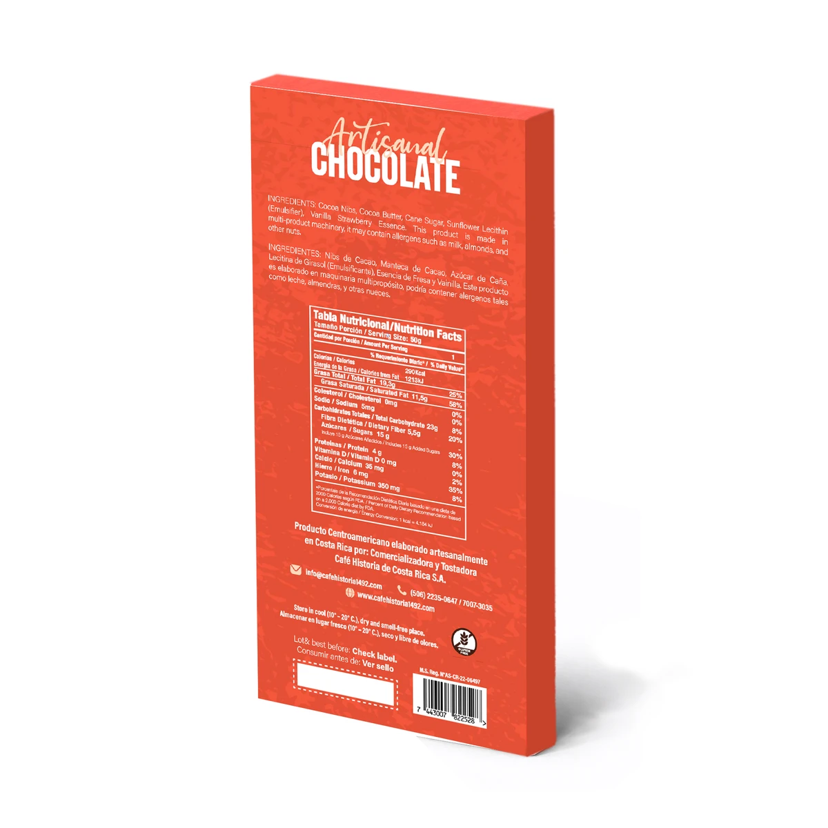 Dark Chocolate 70% - Strawberry & Vanilla - dorso