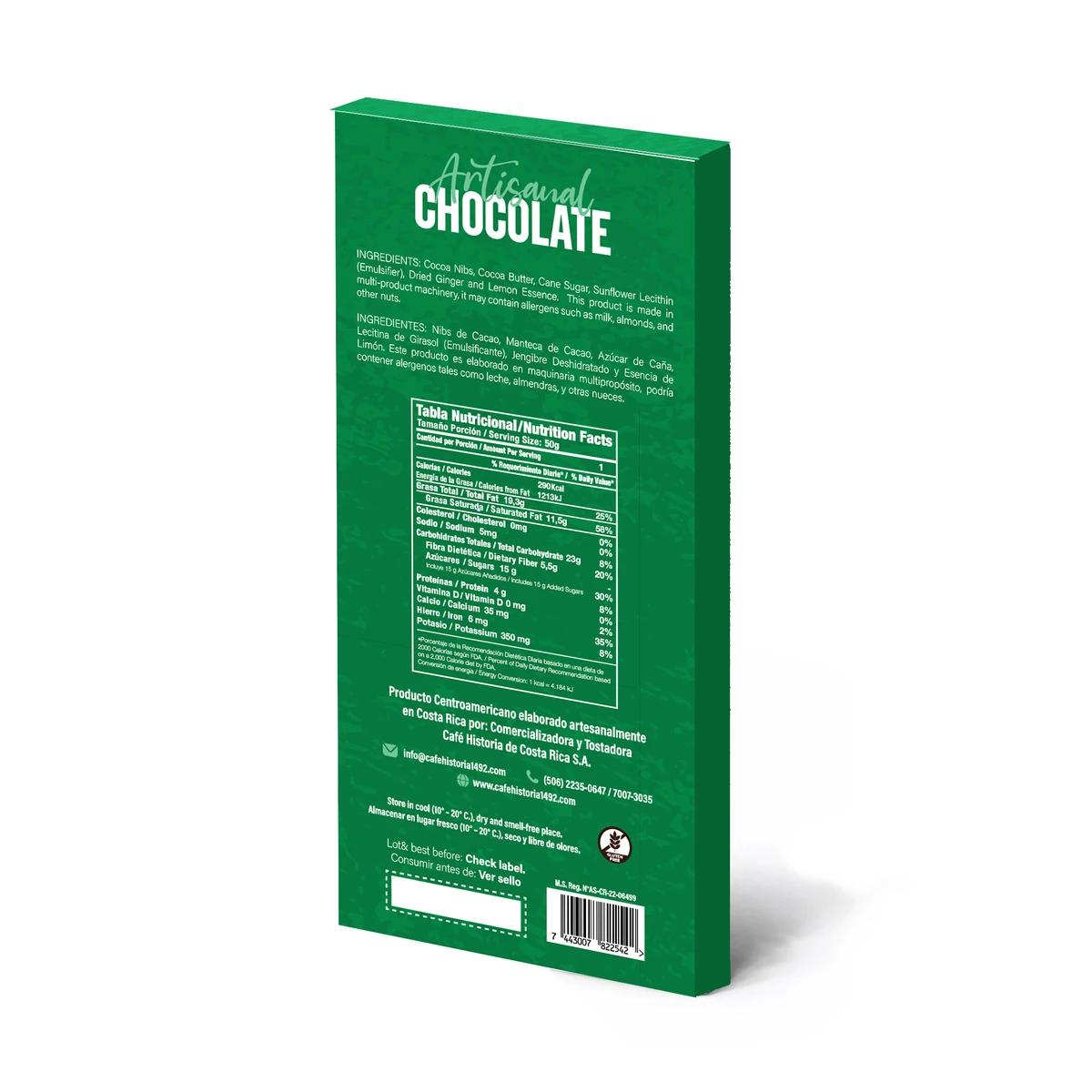Dark Chocolate 70% - Ginger & Lemon - dorso