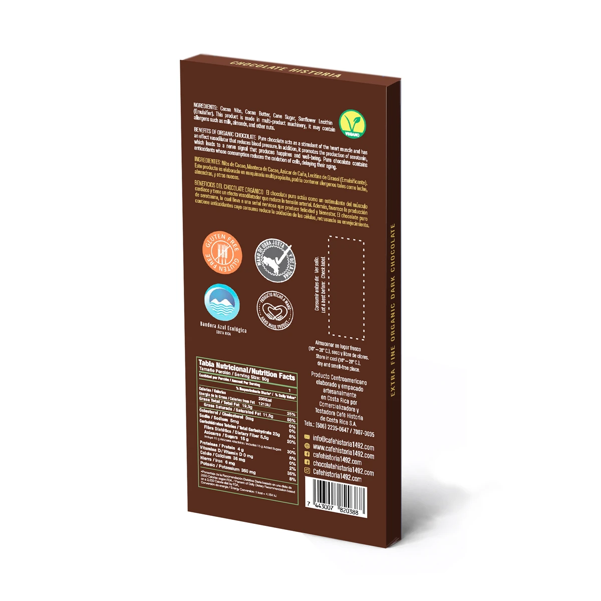 Chocolate Oscuro 70% Biosostenible - dorso