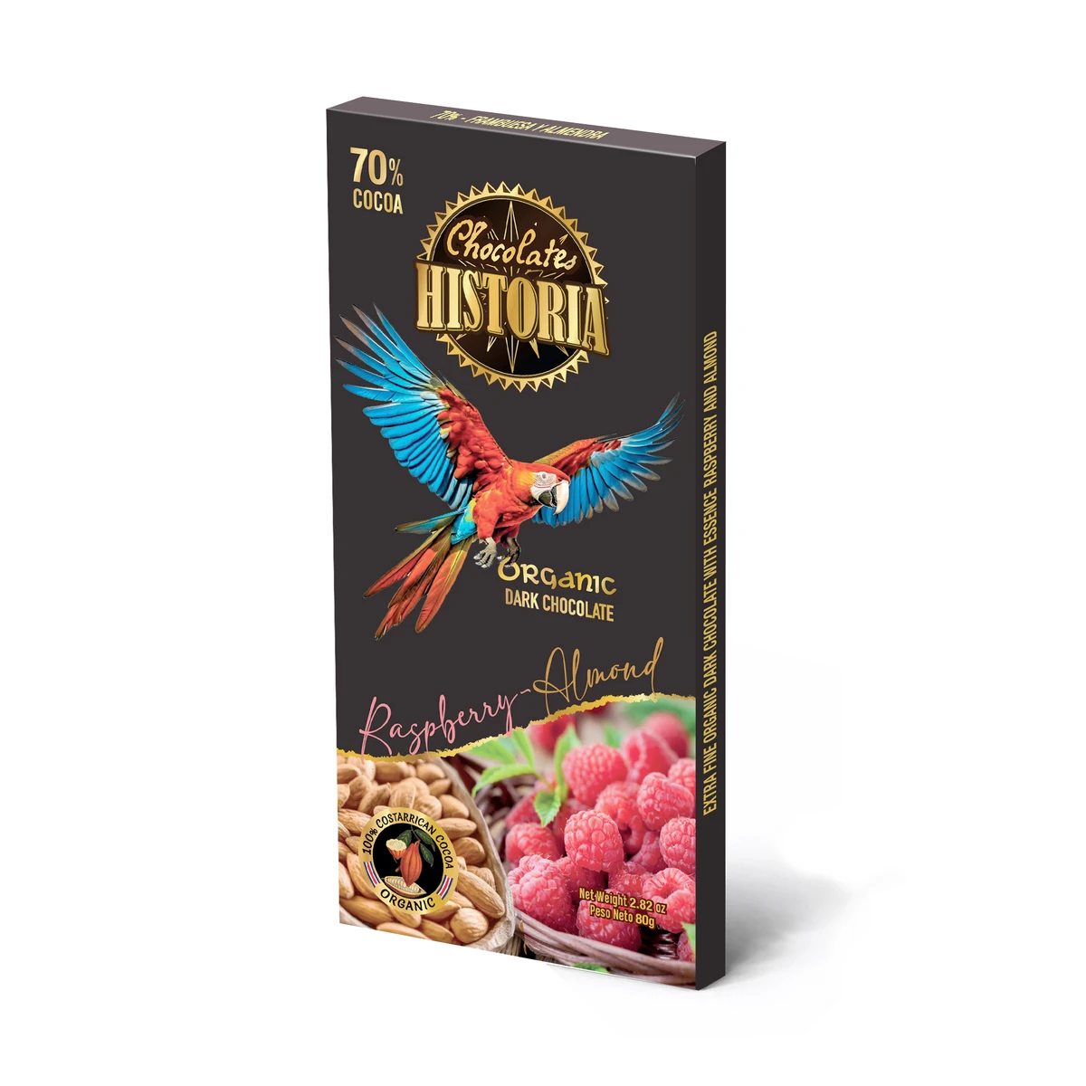 Dark Chocolate 70% - Raspberry & Almonds 80g