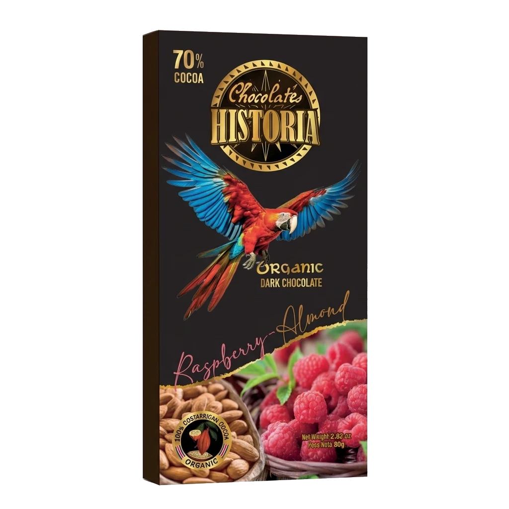 Chocolate Oscuro 70% - Frambuesa y Almendras 80g
