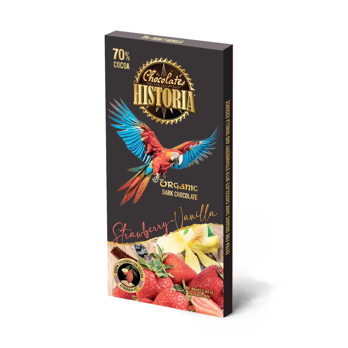 Chocolate Oscuro 70% - Fresa y Vainilla 80g