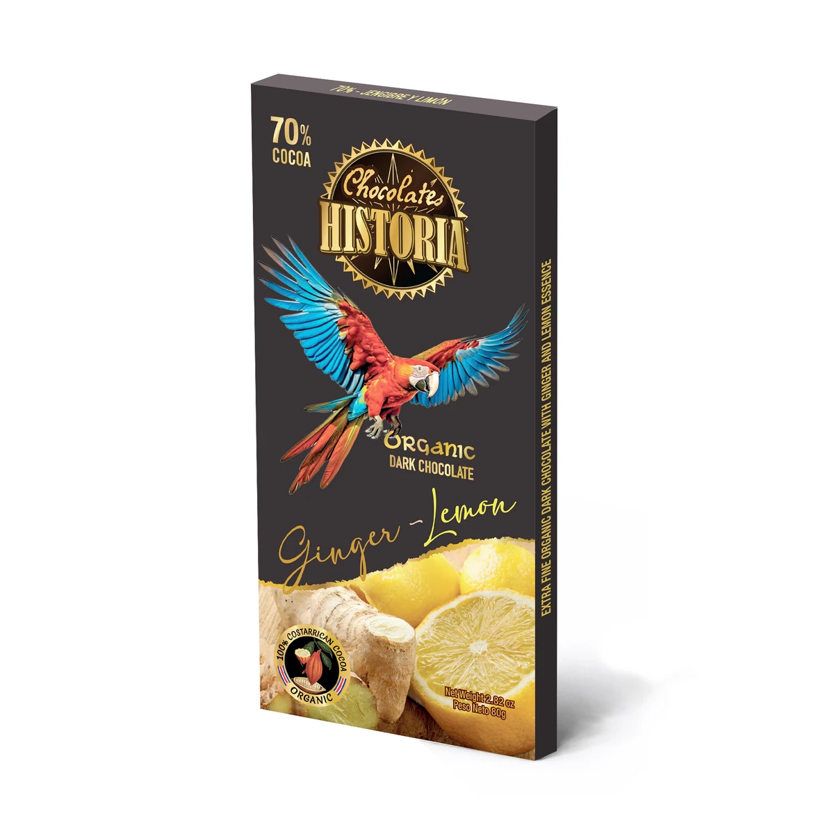 Dark Chocolate 70% - Ginger & Lemon 80g