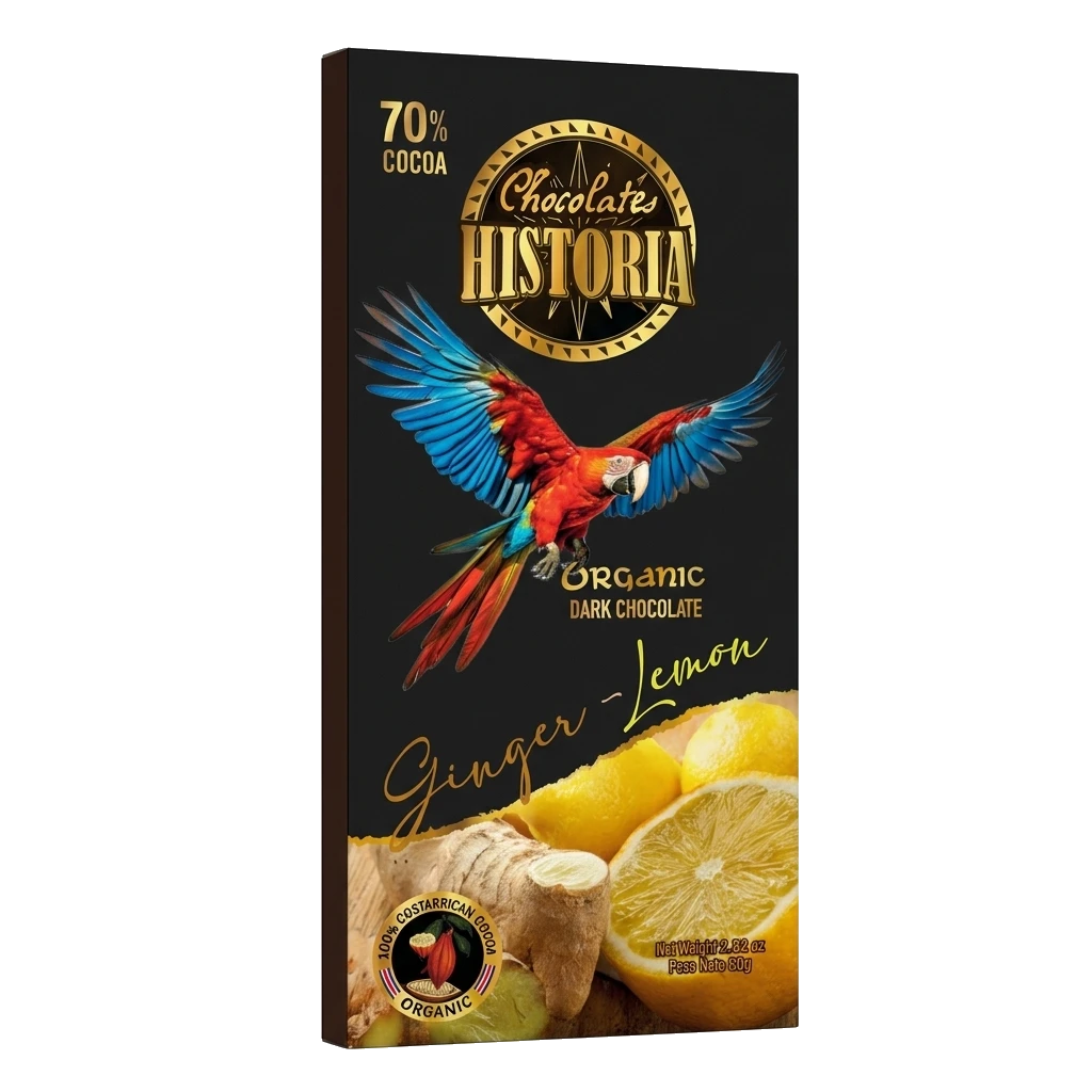 Chocolate Oscuro 70% - Jengibre y Limón 80g